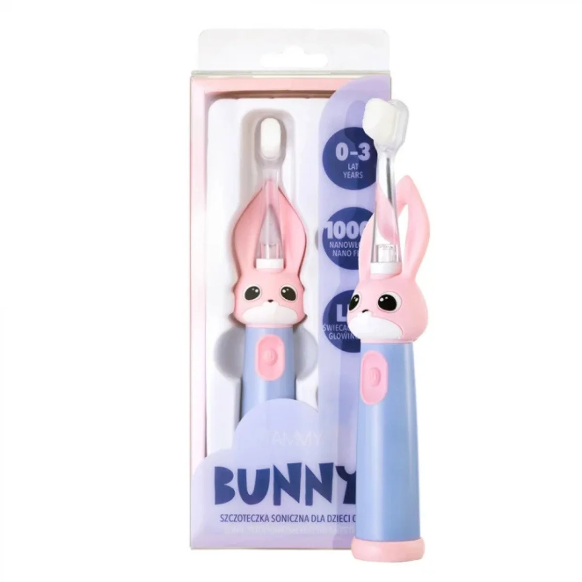 Periuta de dinti electrica Vitammy Bunny Light Blue, pentru copii 0-3 ani