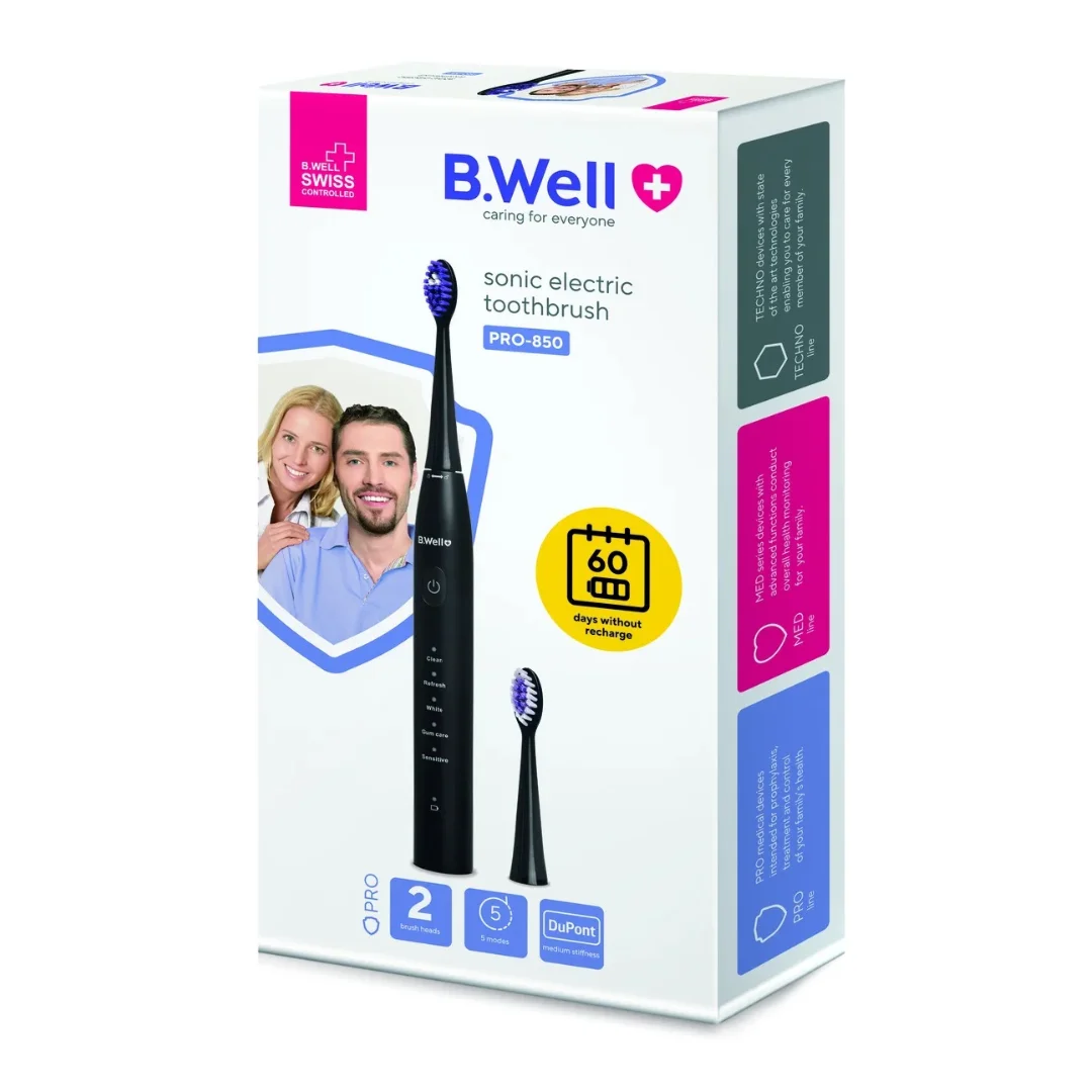 Periuta electrica sonica PRO-850 neagra, 1 bucata, B.Well