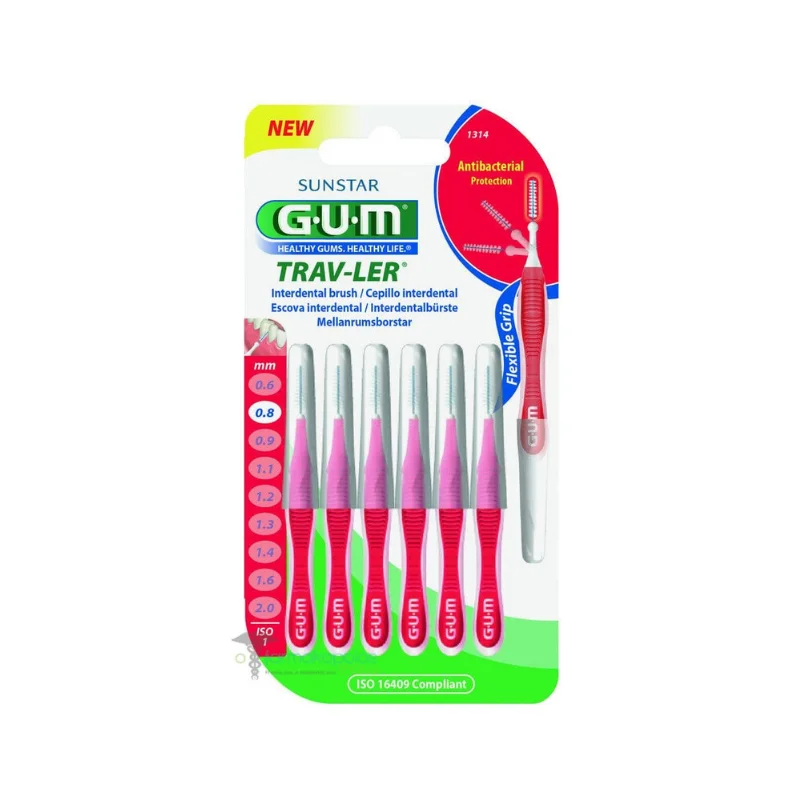 Periute interdentare Trav-Ler, 0.8 mm, 6 bucati, Sunstar Gum