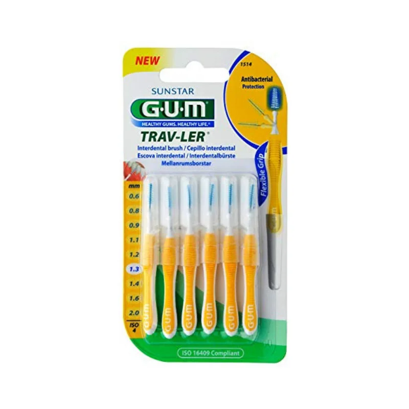 Periute interdentare Trav-Ler 1.3 mm, galben, 6 bucati, Sunstar Gum