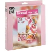Pictura cu diamante Pasare, set creativ CR2097/23GE2, 20 x 20 cm