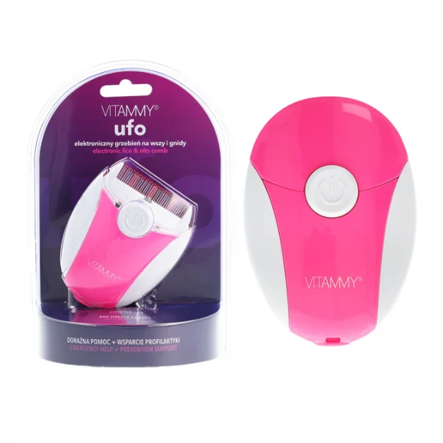 Pieptene electric paduchi, cu LED Ufo, Roz, Vitammy
