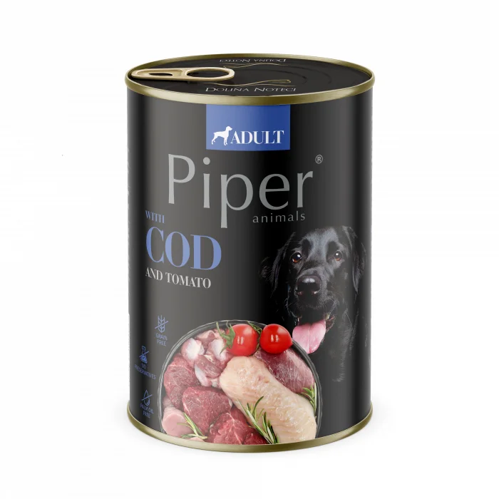 Piper Adult, Hrana Umeda, Carne de Cod si tomate, 400 g