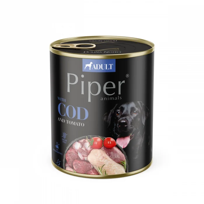 Piper Adult, Hrana Umeda, Carne de Cod si tomate, 800 g