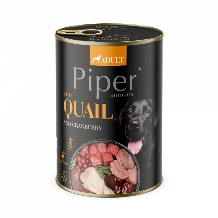 Piper Adult, Hrana Umeda, Carne de Prepelita si merisor, 400 g