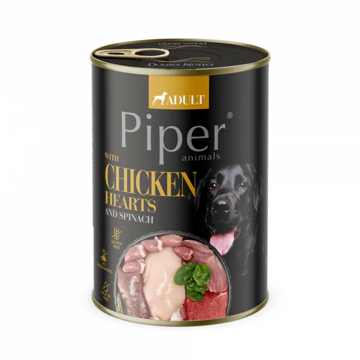 Piper adult, Hrana umeda, Inimi de pui si spanac 400 g