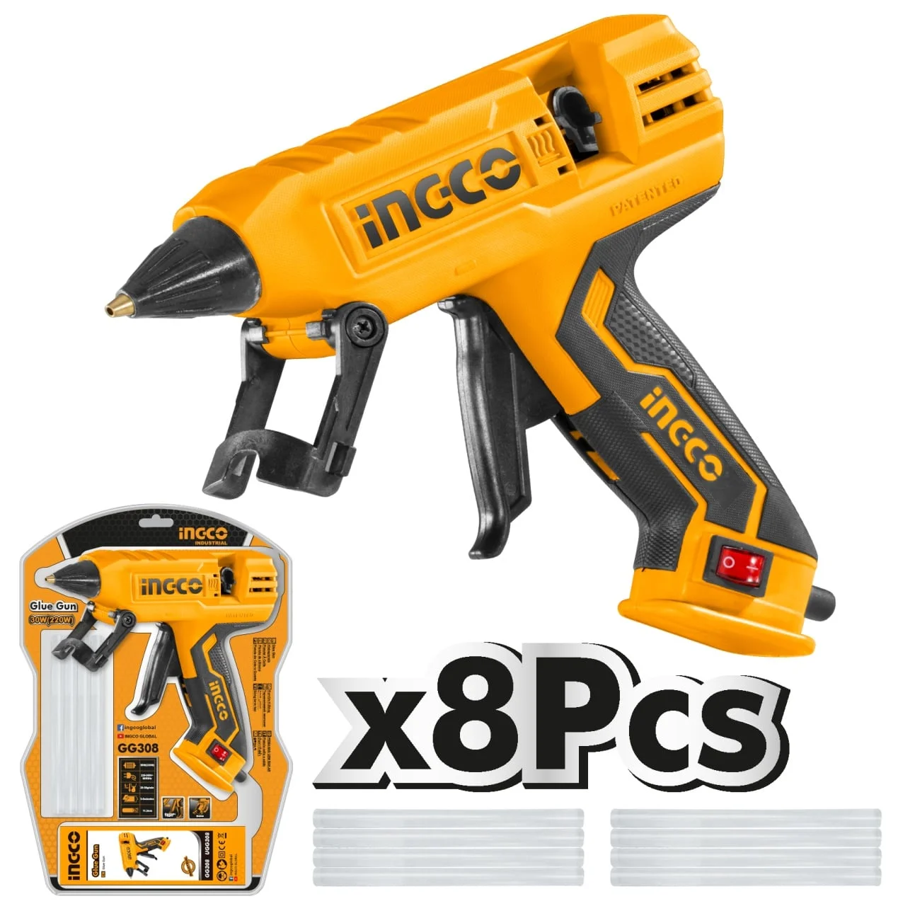 Pistol Lipit Silicon 220W INGCO GG308 – Precizie si Putere pentru Lucrari Creative si Reparatii Diverse