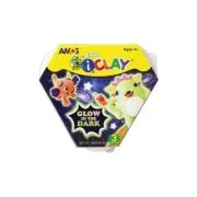 Plastilina Amos iClay IC18P3-GD, 18g, roz fosforescent, verde fosforescent, portocaliu fosforescent, set 3 culori