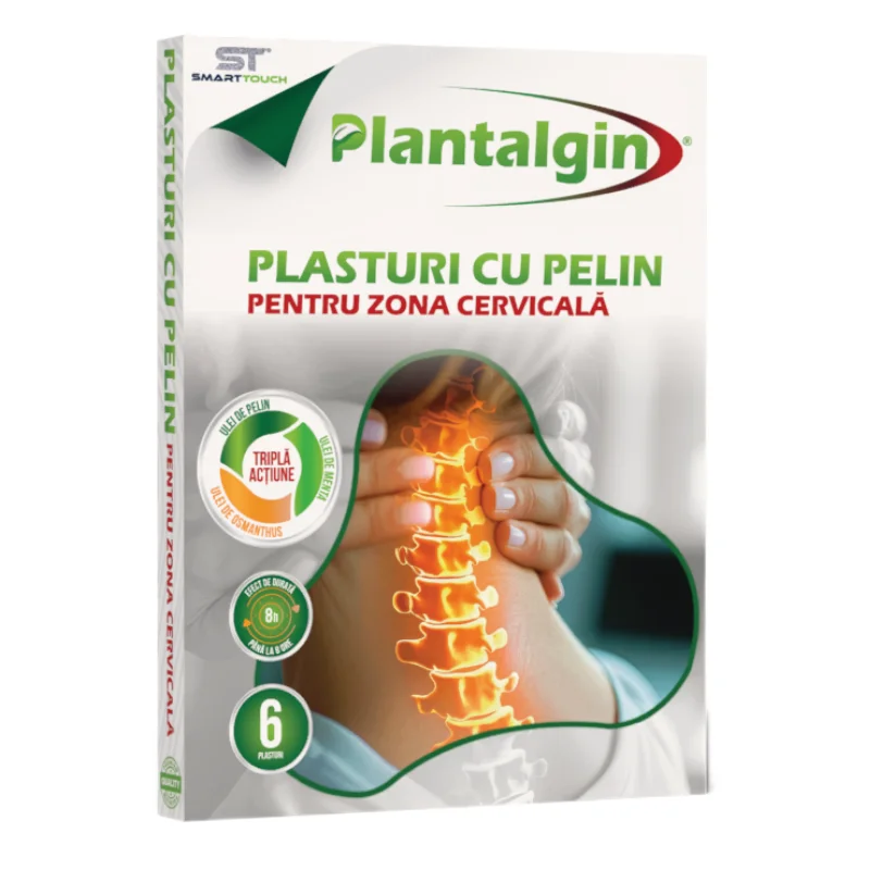 Plasturi cu Pelin pentru zona cervicala, Plantalgin, 6 bucati, Smart Touch