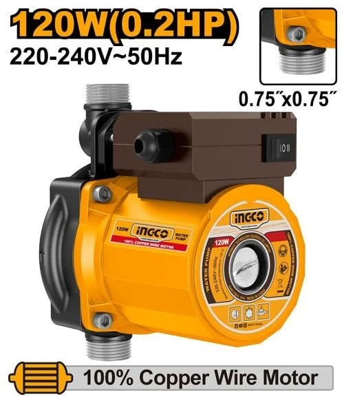 Pompa de Recirculare Apa Calda 120W cu 3 Trepte de Reglaj INGCO SCM120