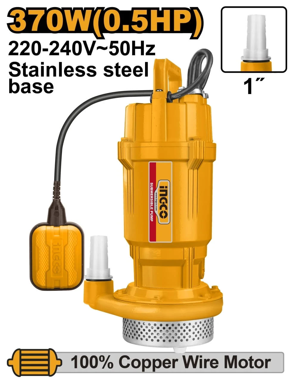Pompa Submersibila cu Plutitor 370W INGCO SPC3708