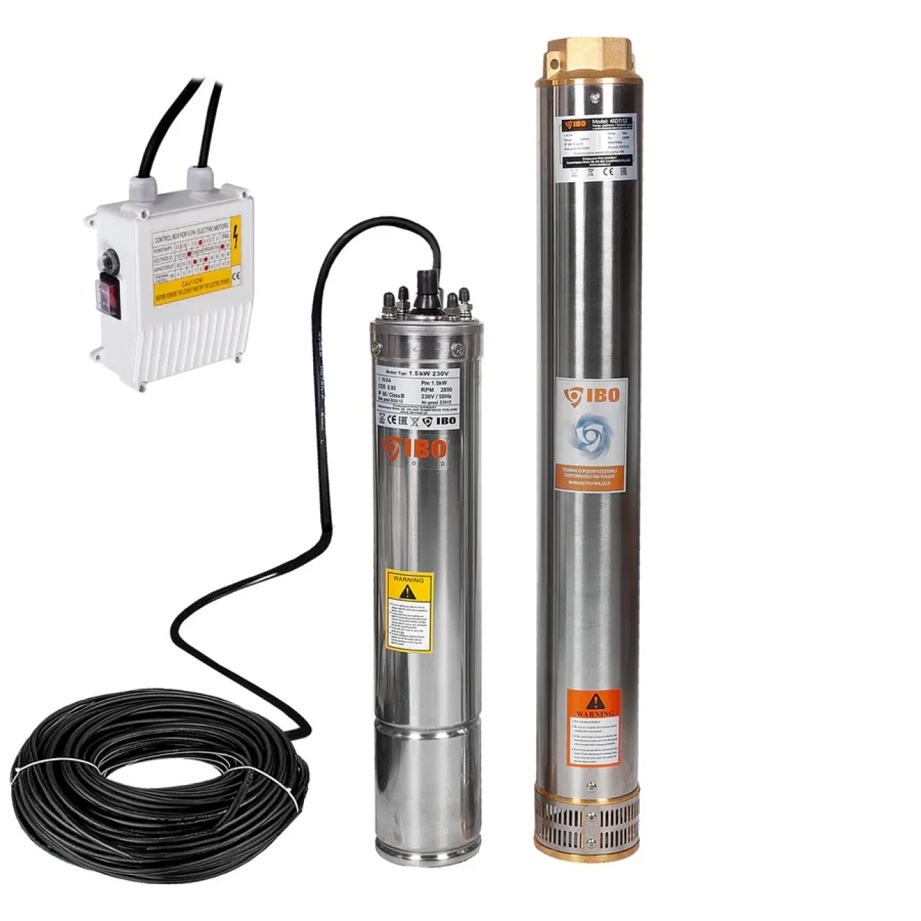 Pompa Submersibila Rezistenta la Nisip, IBO 4SDM 4/18, 1500 W, 230V, 108 l/min, H Refulare 128 m + 20 m cablu