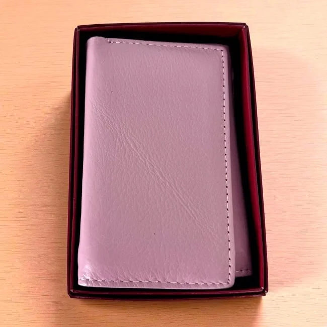 Portofel dama Hassion, piele naturala si deschidere tripla, LILA