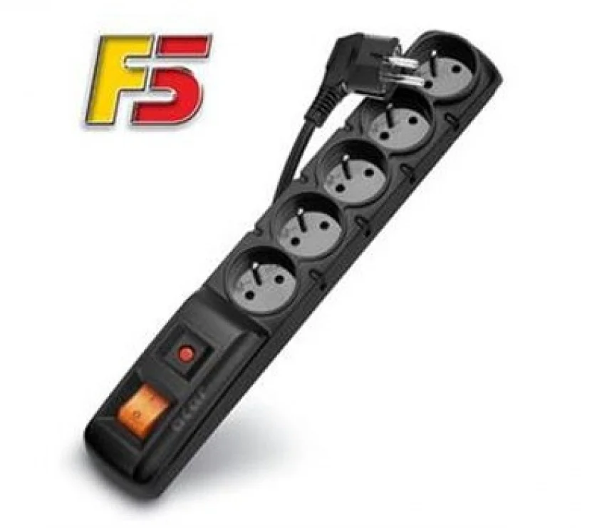 Prelungitor cu protectie 5 prize Schuko 5m negru, Acar F5