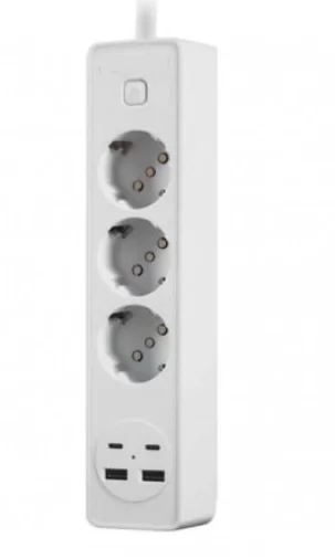 Prelungitor OG2203 cu 3 prize 2 porturi USB si 2 porturi USB C