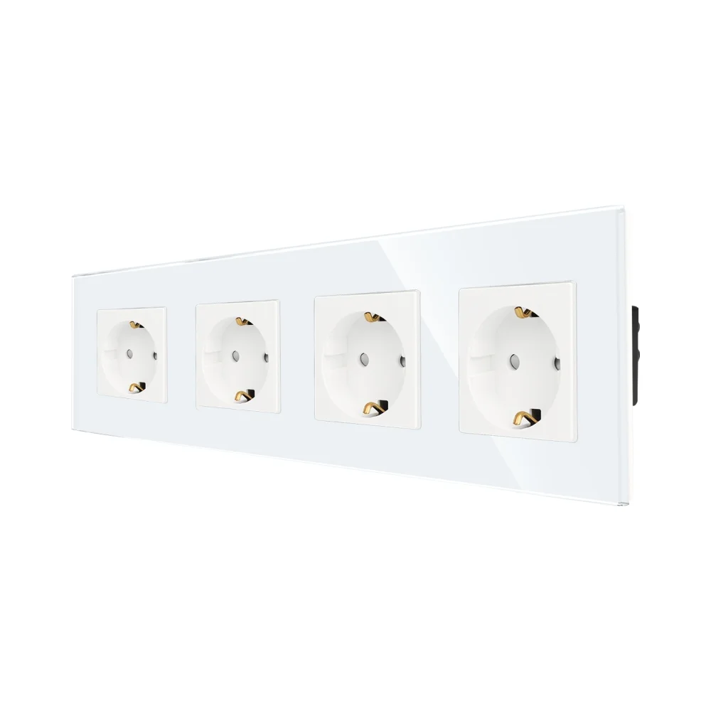 Priza Cvadrupla LUXION cu rama din sticla