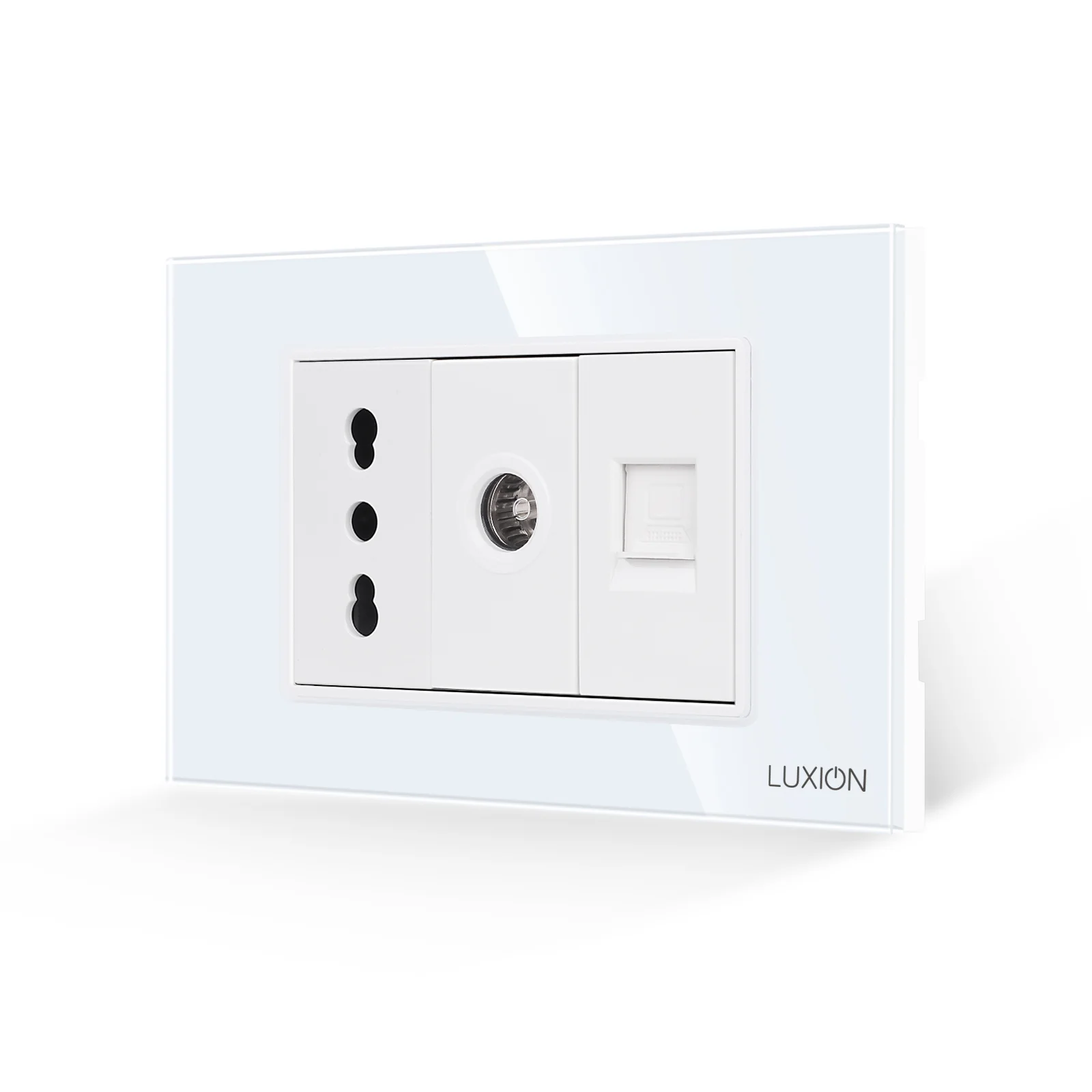 Priza Ingusta + TV + Internet cu Rama din Sticla LUXION, Standard Italian, 3M