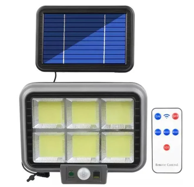 Proiector solar 294LED 50W senzor de miscare HS 8022 telecomanda 3 moduri de iluminare 6 casete