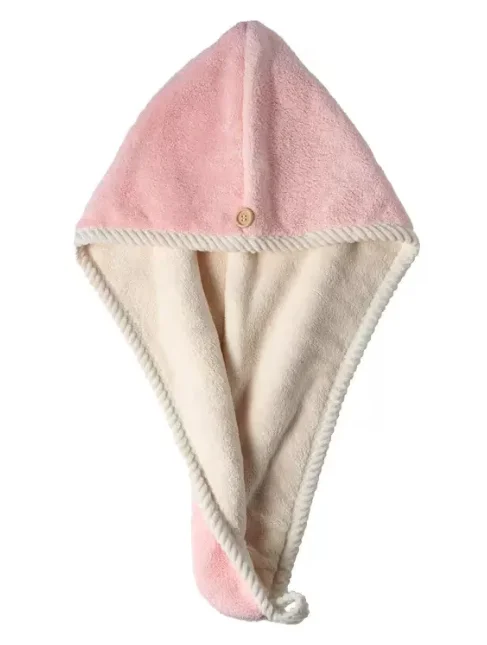 Prosop turban cu nasture pentru uscare par ROZ