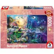 Puzzle 1000 piese, Rose Cat Khan - Competitia nocturna a dragonilor, Schmidt