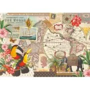 Puzzle 1000 piese + saculet, Harta Lumii, Kiub