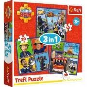 Puzzle 3-in-1 Pompierul Sam. O zi din viata pompierilor, Trefl