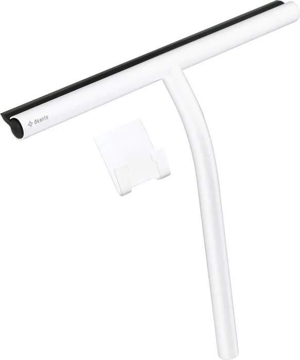 Racleta de apa, cu agatator, pentru cabine de dus, alb, Deante Silia