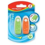 Radiera Keyroad FunPod KR970225, ovala, 56x22x13mm, diverse culori, rotativa, protectie plastic, blister 2 buc