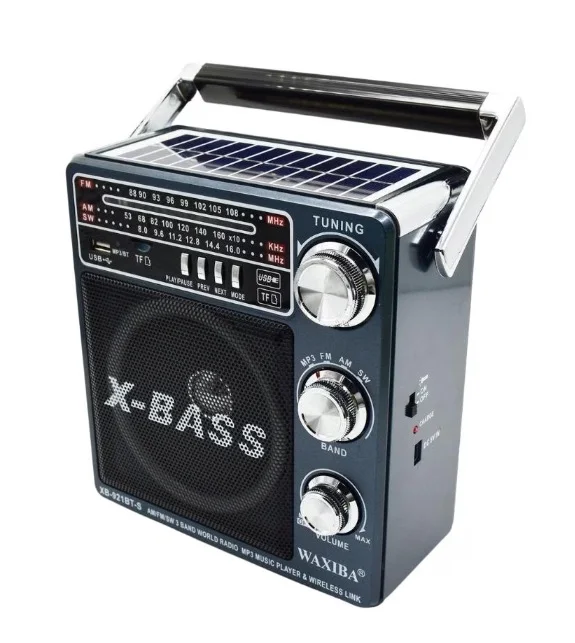 Radio cu Panou Solar XB-921 BT X-Bass mp3 player cu suport card sd/usb NEGRU