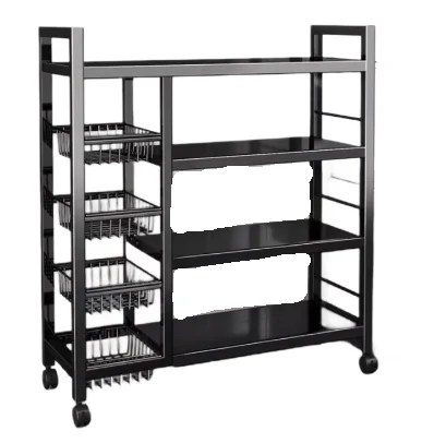 Raft metalic cu 4 polite si 3 cosuri pentru depozitare portabil