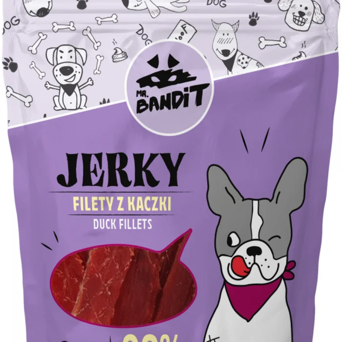 Recompense pentru caini Mr. Bandit JERKY, rata, 80g