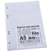Rezerva de caiet mecanic A5 de matematica, Casa Tipografica