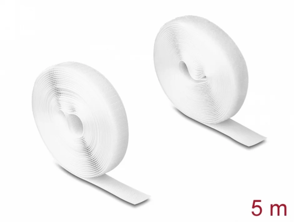 Rola cu arici 5m x 20mm Alb, Delock 20919