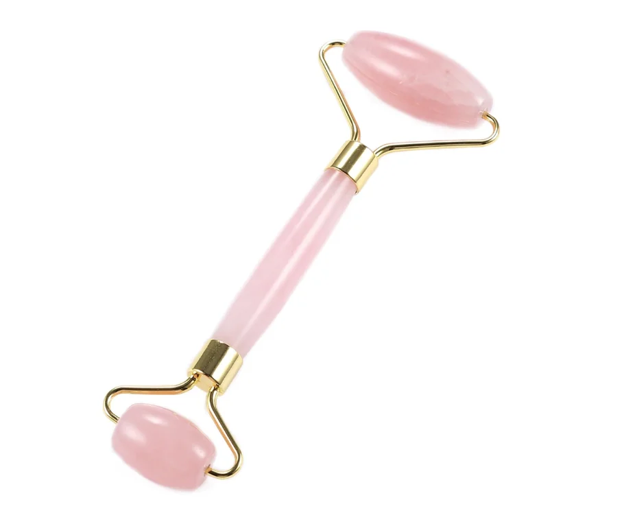 Rola masaj facial  cu doua capete cu piatra ROZ