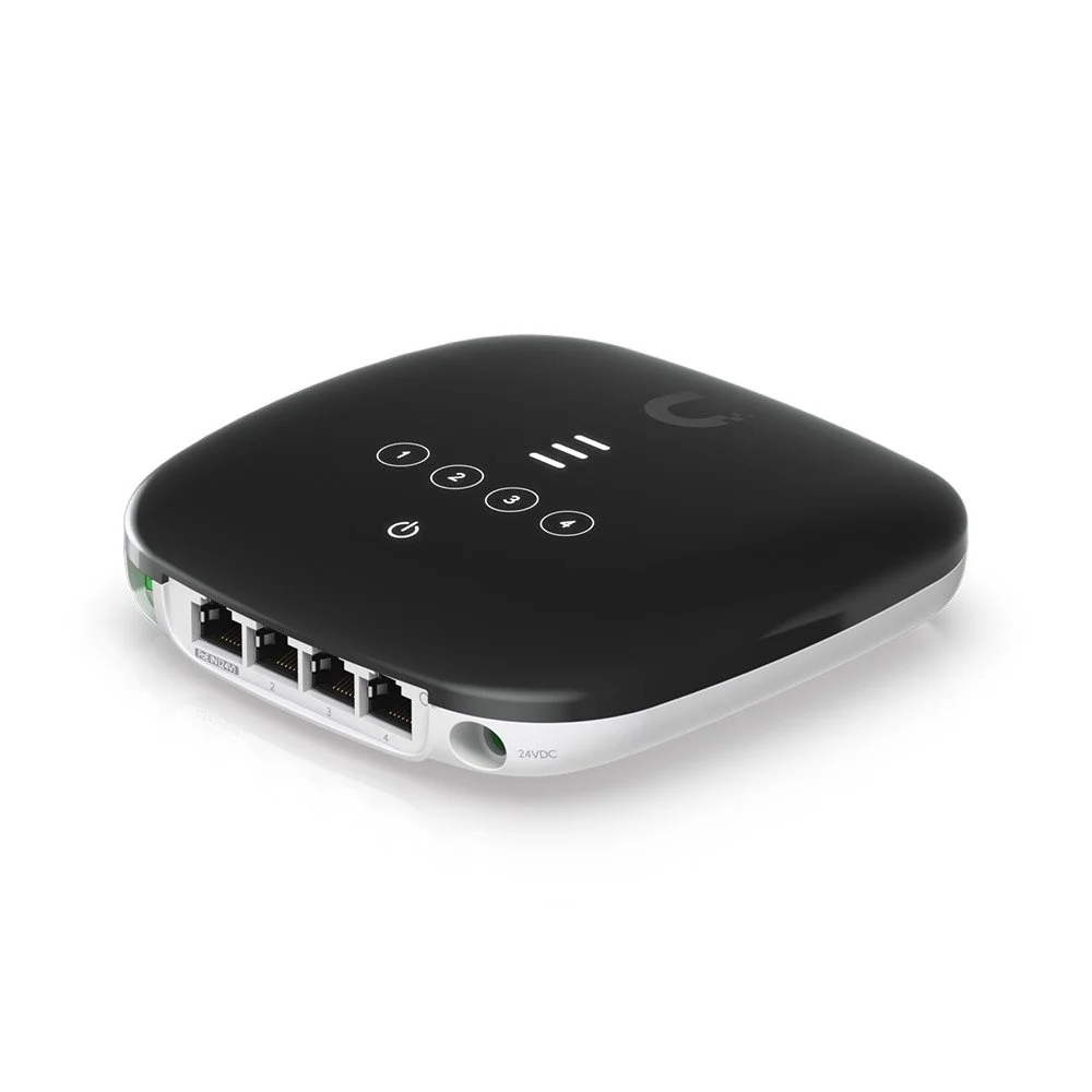 Router wireless WiFi cu 4 porturi Gigabit Ubiquiti UF-WIFI, 1 port GPON, punct la multipunct, PoE pasiv