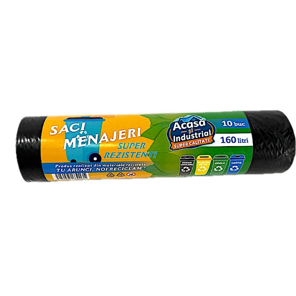 Saci menajeri negri 160 L, 10 buc/rola, produsi in Romania