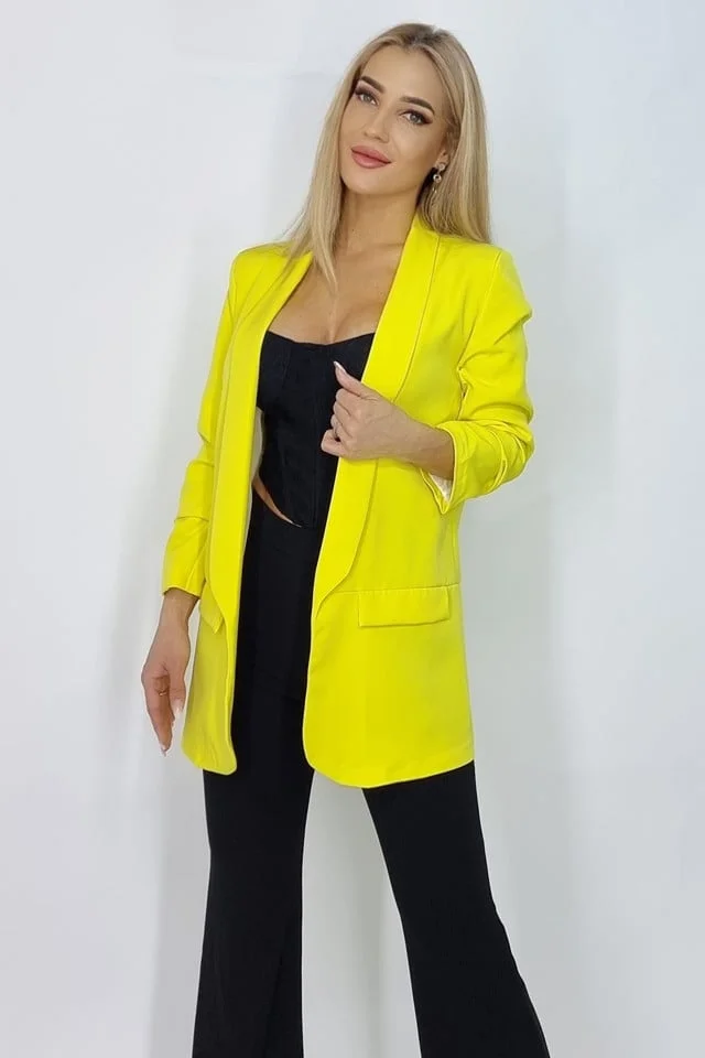 Sacou casual Nora, de lungime medie, Galben, Masura universala S/M