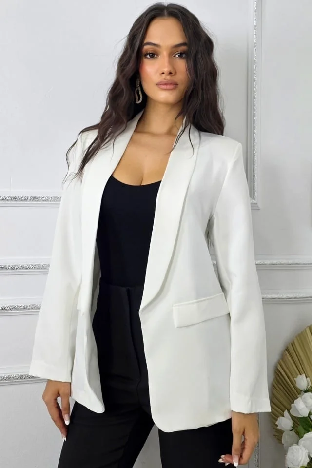 Sacou office cu clapete Isotta si croi lejer, Alb