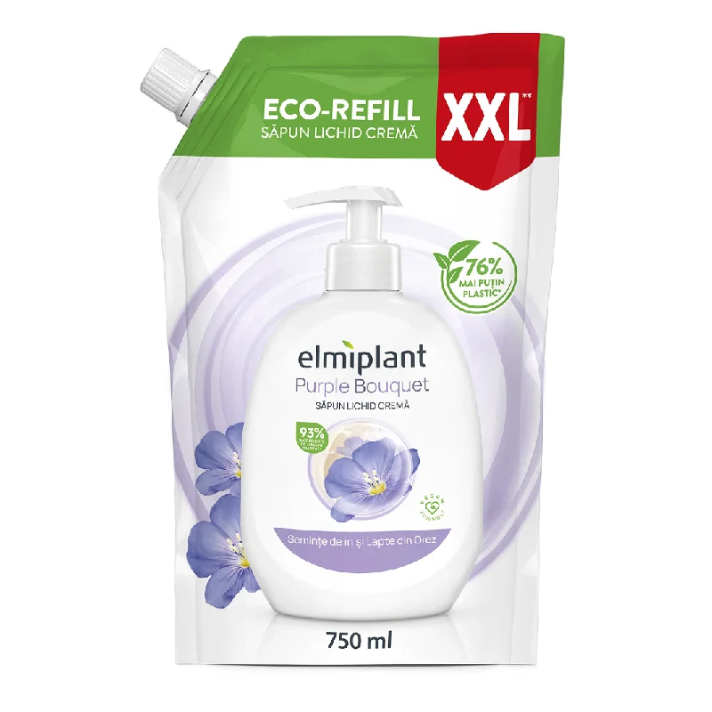 Sapun lichid crema Seminte de in & Lapte din Orez, 750 ml, Elmiplant