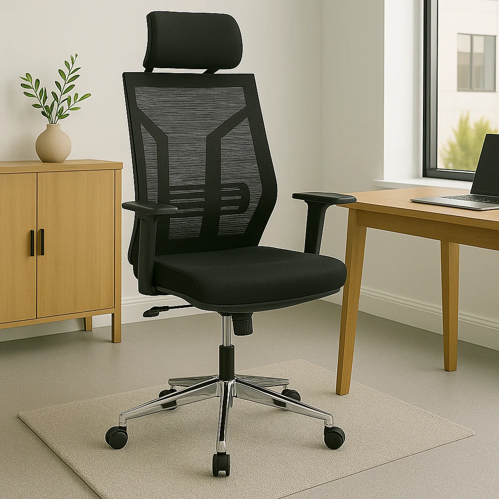 Scaun de birou pentru manager Commend,  neagra, 50x 50 x 114 - 124 cm