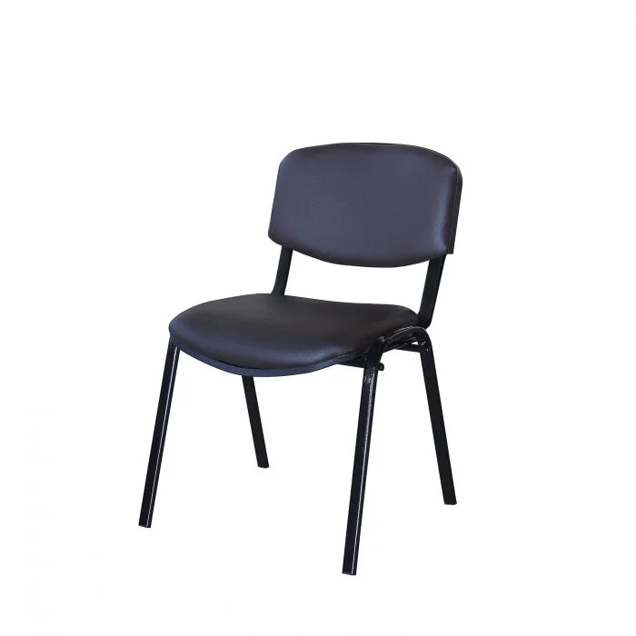 Scaun de birou VIZITATOR, cadru metalic, tapitat cu piele ecologica, maro, 52x44x76 cm