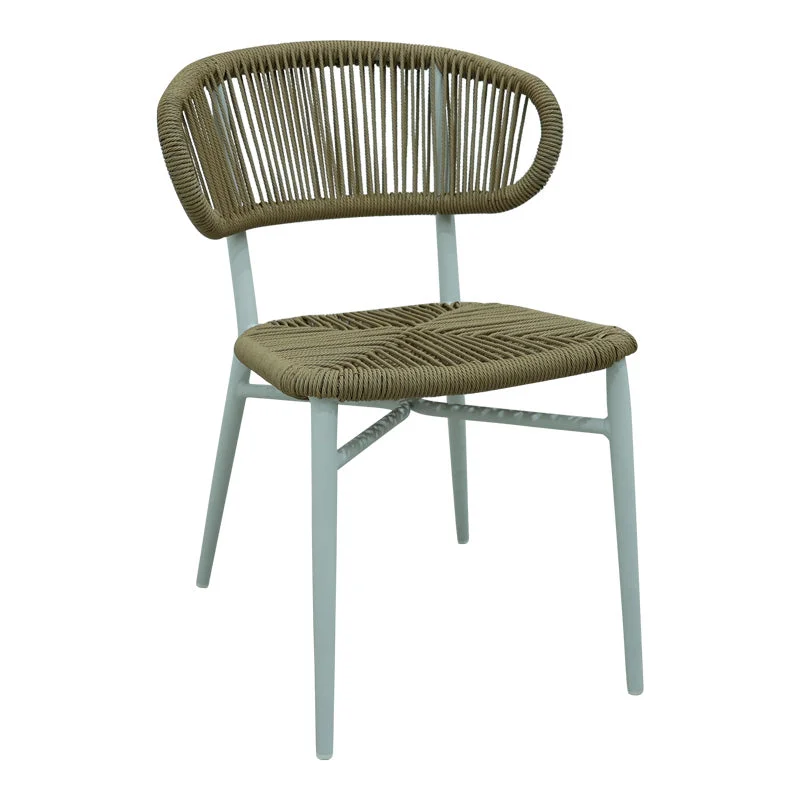 Scaun din aluminiu cu ratan Agus , empilabil, Alb, 55x63x77cm