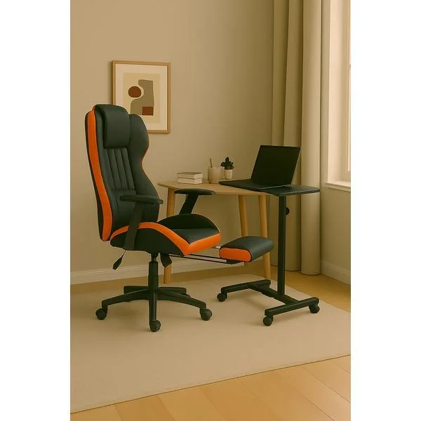 Scaun directorial US77 Kronos negru-portocaliu - Unic Spot Ro