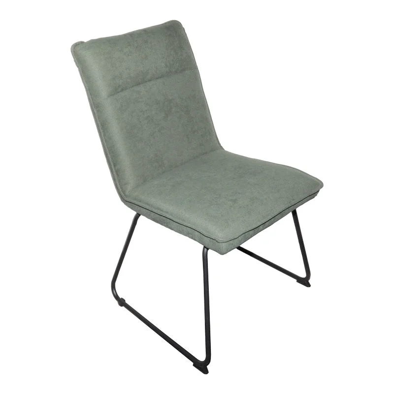 Scaun Essential acoperit cu stofa verde , cu picioare din metal negru, 54x59x89 cm