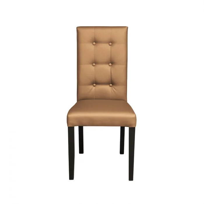 Scaun living TEO LUX, picioare lemn wenge, piele ecologica bej inchis, 46x60x98 cm