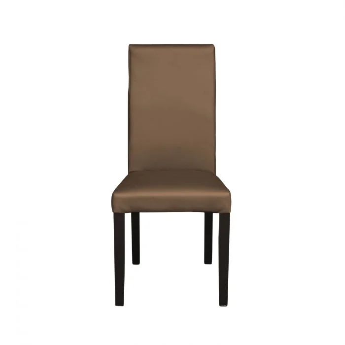 Scaun living TEO, picioare lemn wenge, piele ecologica cappuccino, 46x60x98 cm