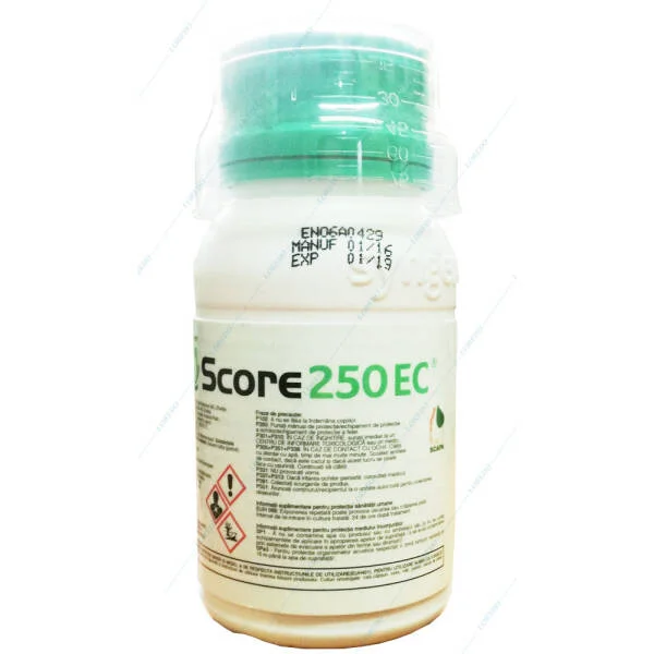 Score 250EC 250 ml, fungicid sistemic, Syngenta, Rapan, Monilioza, Fainare, Alternarioza, Basicarea frunzelor; (cais, capsun, cires, mar, piersic, rapita, sfecla zahar, tomate, visin)