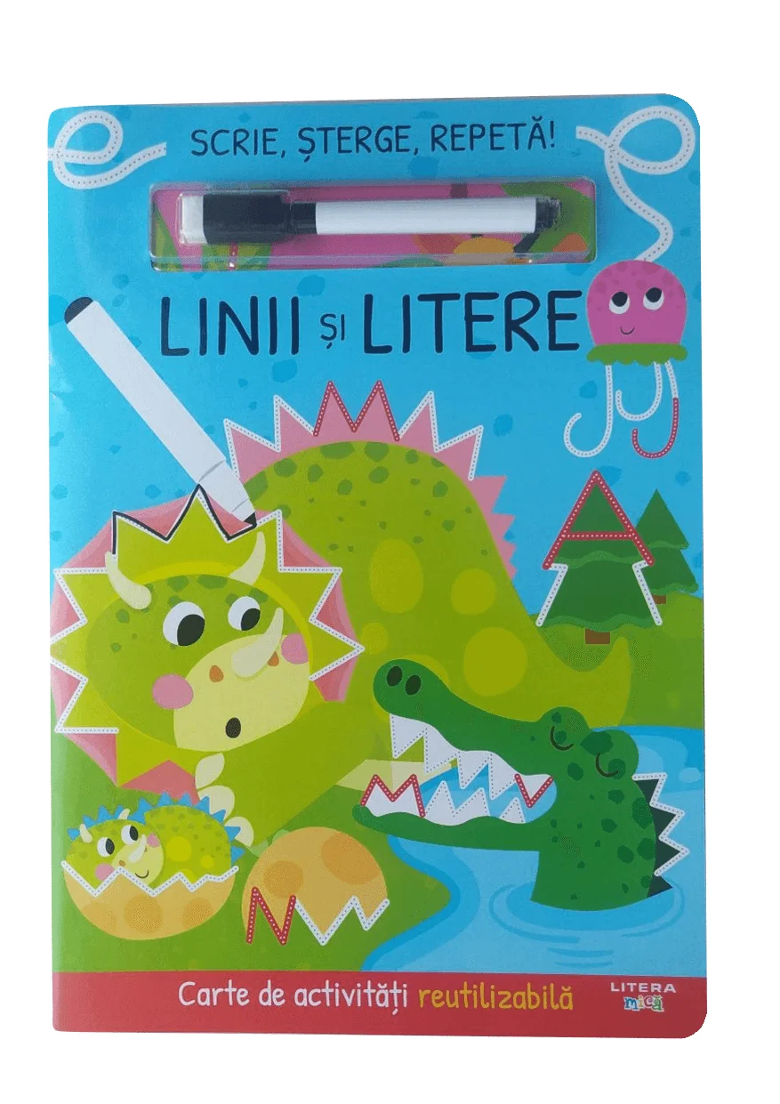 Scrie, sterge, repeta! Linii si litere. Carte de activitati reutilizabila