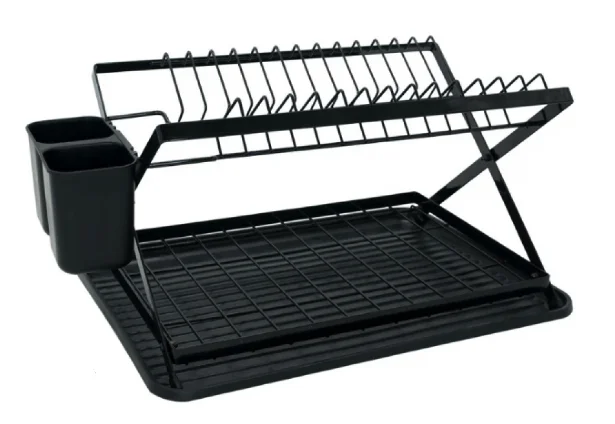 Scurgator vase cu 2 nivele pliabil sistem de scurgere NEGRU