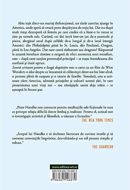 Scurta scrisoare pentru o lunga despartire | Peter Handke
